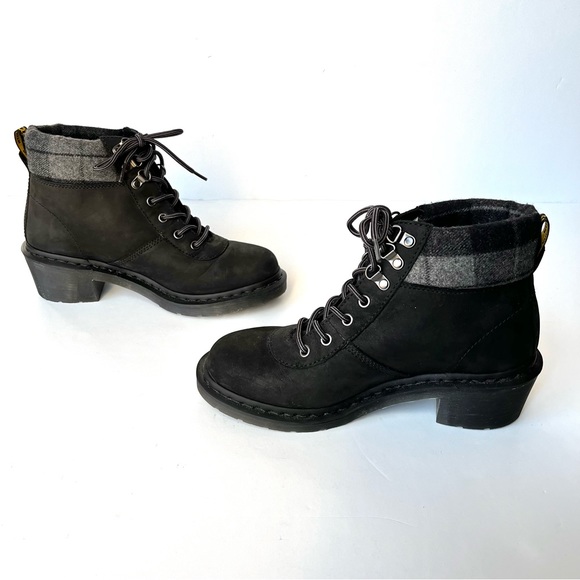 *SOLD* Doc Martens Freida Heeled Nubuck Leather Boot w/ Plaid Trim Ladies 9 - Picture 6 of 12